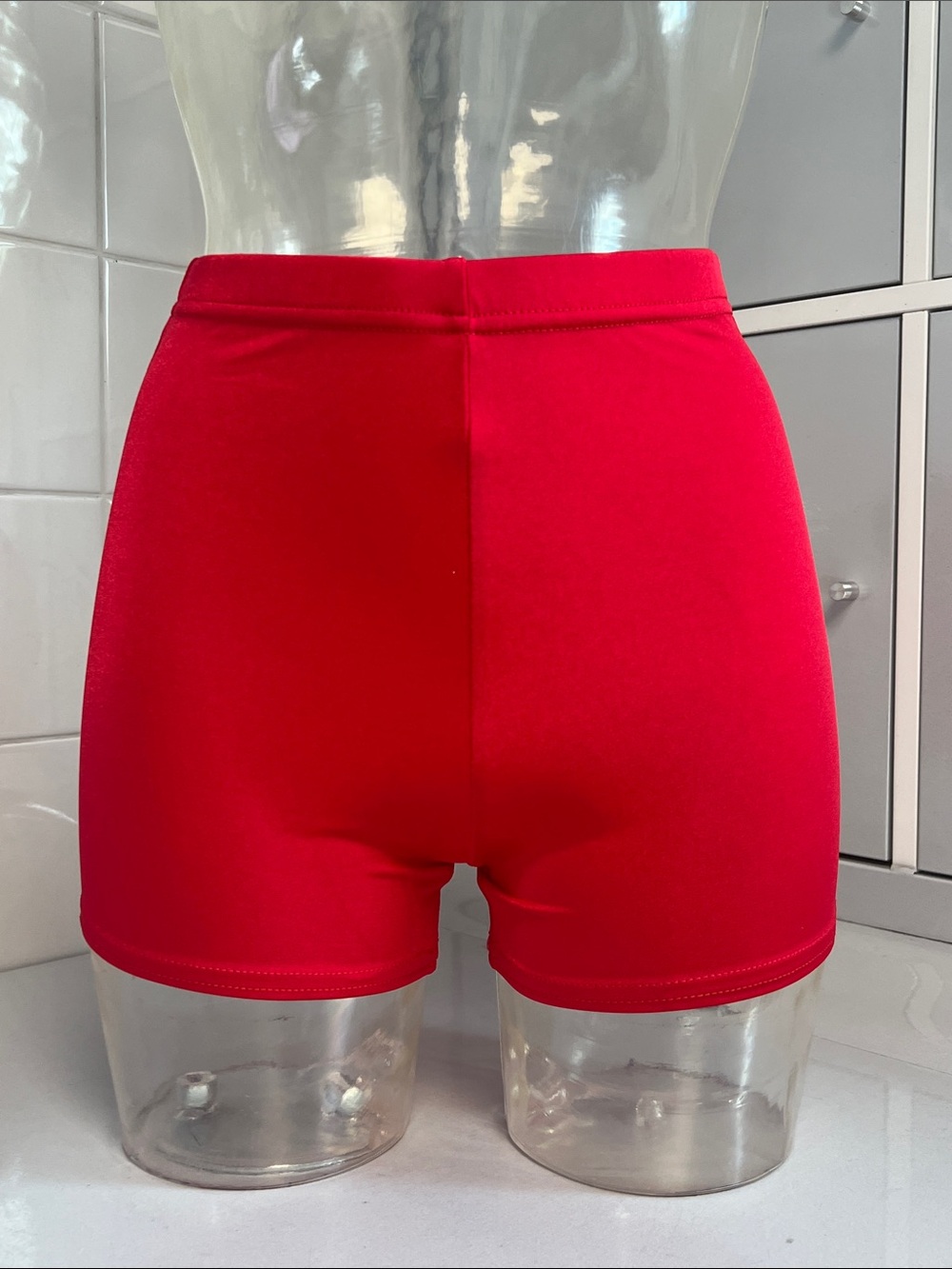 Red Shimmery Spandex Dancer Hot Shorts M NWOT